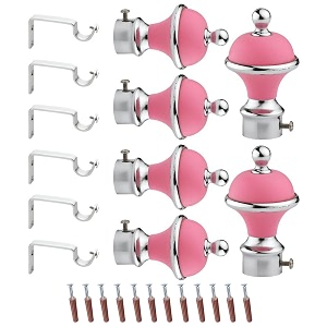 gloxy manjira shape stainless steel amp abs curtain bracket parda holder with support 1 inch rod pocket finials designer door and window rod support fittings curtain rod holderpink pair of 3