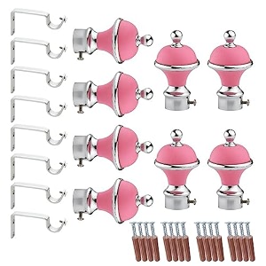 gloxy manjira shape stainless steel amp abs curtain bracket parda holder with support 1 inch rod pocket finials designer door and window rod support fittings curtain rod holderpink pair of 4