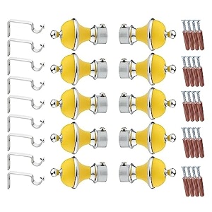 gloxy manjira shape stainless steel amp abs curtain bracket parda holder with support 1 inch rod pocket finials designer door and window rod support fittings curtain rod holderyellow pair of 5