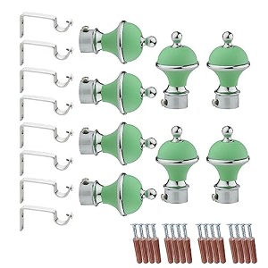 gloxy manjira shape stainless steel amp abs curtain bracket parda holder with support 1 inch rod pocket finials designer door and window rod support fittings curtain rod holdergreen pair of 4