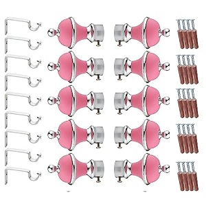 gloxy manjira shape stainless steel amp abs curtain bracket parda holder with support 1 inch rod pocket finials designer door and window rod support fittings curtain rod holderpink pair of 5