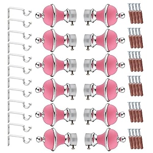 gloxy manjira shape stainless steel amp abs curtain bracket parda holder with support 1 inch rod pocket finials designer door and window rod support fittings curtain rod holderpink pair of 6