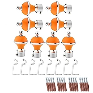 gloxy manjira shape stainless steel amp abs curtain bracket parda holder with support 1 inch rod pocket finials designer door and window rod support fittings curtain rod holderorange pair of 4