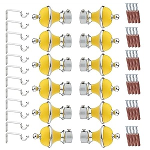 gloxy manjira shape stainless steel amp abs curtain bracket parda holder with support 1 inch rod pocket finials designer door and window rod support fittings curtain rod holderyellow pair of 6