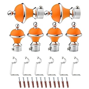 gloxy manjira shape stainless steel amp abs curtain bracket parda holder with support 1 inch rod pocket finials designer door and window rod support fittings curtain rod holderorange pair of 3