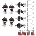 GLOXY Manjira Shape Stainless Steel &amp; ABS Curtain Bracket Parda Holder with Support 1 Inch Rod Pocket Finials Designer Door and Window Rod Support Fittings, Curtain Rod Holder(Brown, Pair of 4)