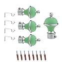 GLOXY Manjira Shape Stainless Steel &amp; ABS Curtain Bracket Parda Holder with Support 1 Inch Rod Pocket Finials Designer Door and Window Rod Support Fittings, Curtain Rod Holder(Green, Pair of 2)