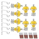 GLOXY Manjira Shape Stainless Steel &amp; ABS Curtain Bracket Parda Holder With Support 1 Inch Rod Pocket Finials Designer Door and Window Support Fittings (Yellow, Pair of 4)