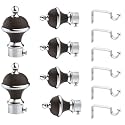 GLOXY Manjira Shape Stainless Steel &amp; ABS Curtain Bracket Parda Holder with Support 1 Inch Rod Pocket Finials Designer Door and Window Rod Support Fittings, Curtain Rod Holder(Brown, Pair of 3)