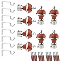 GLOXY Manjira Shape Stainless Steel &amp; ABS Curtain Bracket Parda Holder with Support 1 Inch Rod Pocket Finials Designer Door and Window Rod Support Fittings, Curtain Rod Holder(Maroon, Pair of 4)
