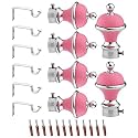 GLOXY Manjira Shape Stainless Steel &amp; ABS Curtain Bracket Parda Holder with Support 1 Inch Rod Pocket Finials Designer Door and Window Rod Support Fittings, Curtain Rod Holder(Pink, Pair of 3)