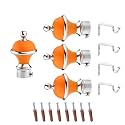 GLOXY Manjira Shape Stainless Steel &amp; ABS Curtain Bracket Parda Holder with Support 1 Inch Rod Pocket Finials Designer Door and Window Rod Support Fittings, Curtain Rod Holder(Orange, Pair of 2)