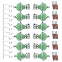 GLOXY Manjira Shape Stainless Steel &amp; ABS Curtain Bracket Parda Holder with Support 1 Inch Rod Pocket Finials Designer Door and Window Rod Support Fittings, Curtain Rod Holder(Green, Pair of 6)