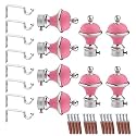 GLOXY Manjira Shape Stainless Steel &amp; ABS Curtain Bracket Parda Holder with Support 1 Inch Rod Pocket Finials Designer Door and Window Rod Support Fittings, Curtain Rod Holder(Pink, Pair of 4)