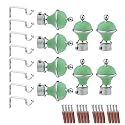 GLOXY Manjira Shape Stainless Steel &amp; ABS Curtain Bracket Parda Holder with Support 1 Inch Rod Pocket Finials Designer Door and Window Rod Support Fittings, Curtain Rod Holder(Green, Pair of 4)