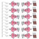 GLOXY Manjira Shape Stainless Steel &amp; ABS Curtain Bracket Parda Holder with Support 1 Inch Rod Pocket Finials Designer Door and Window Rod Support Fittings, Curtain Rod Holder(Pink, Pair of 6)