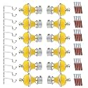 GLOXY Manjira Shape Stainless Steel &amp; ABS Curtain Bracket Parda Holder with Support 1 Inch Rod Pocket Finials Designer Door and Window Rod Support Fittings, Curtain Rod Holder(Yellow, Pair of 6)