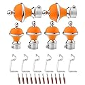 GLOXY Manjira Shape Stainless Steel &amp; ABS Curtain Bracket Parda Holder with Support 1 Inch Rod Pocket Finials Designer Door and Window Rod Support Fittings, Curtain Rod Holder(Orange, Pair of 3)