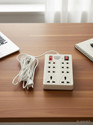 GLUCKLICH Ex_L_904_ One Plush Eight Extension Board 8 Socket Extension Boards 8 Socket Extension Boards (White, 2.5 m)
