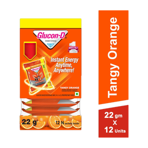 glucon-d tangy orange with 3 benefits of energy recovery and immunity sachet sports drink