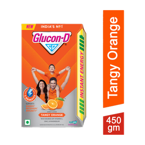 glucon-d tangy orange with 3 benefits of energy recovery and immunity refill sports drink