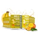 Glucose SOS Melts Made with Dextrose Powder Natural Fruit Puree Sugar, Glucose Tabs, Sports Supplement, Fast Acting Tablets with 10 Individual 15g Servings of Banana/Mango/Peach
