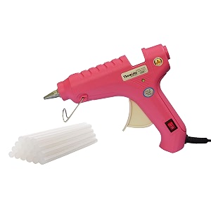themisto - built with passion 40w hot melt leak proof glue gun with anti drip with strong gumming glue stick pink - pack of 25 sticks