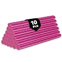GLUN® 10 Piece Glitter Glue Sticks Pink Sparkles, 7mm x 6 Inch, Smooth Flow Adhesive for Office, School & Craft Projects