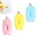 GLUN® 3 Piece Random Color Letter Opener Cutter Knife, Small Mini Stationery Mini Box Cutter for Cardboard Opener & Envelope Packaging