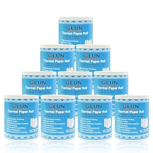 glun 58mm x 25 meter thermal receipt paper roll bpa-freeprint for pos credit card machines cash registers pack of 10
