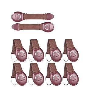 glun drawer brown locks belt one side release buckles clips strong double side tape locks for drawers cabinets fridge cupboard lock strong and adhesive safety locks pack of 10