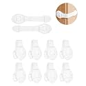 GLUN® Drawer White Locks Belt One Side Release Buckles Clips Strong Double Side Tape, Locks for Drawers, Cabinets, Fridge, Cupboard Lock, Strong and Adhesive Safety Locks Pack of 10