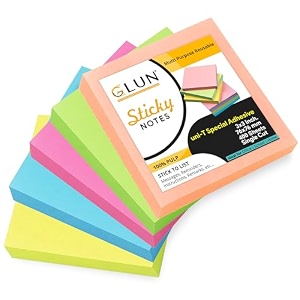 glun multicolour sticky notes 400 sheets strong adhesive self-stick multi-color ideal for notes organization and reminders bright morandi colors