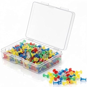 glun pack of 100 steel push pins with coloured head strong amp sharp thumb tacks for notice board office amp school use