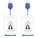 GLUN® Pack of 2 Sliding Badge ID Card Holders with Vertical Card Holder for Office Employee and Staff Retractable YOYO Badge Reel Plastic and ID Cards(Blue)