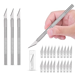 glun precision art knife pack of 4 with 20 replaceable sharp blades for carving mat cutting paper cardboard sheets amp thermocol craft