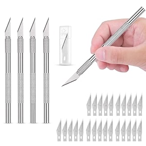 glun precision art knife pack of 5 with 25 replaceable sharp blades for carving mat cutting paper cardboard sheets amp thermocol craft