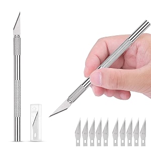 glun precision art knife pack of 2 with 10 replaceable sharp blades for carving mat cutting paper cardboard sheets amp thermocol craft