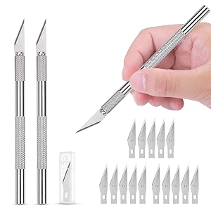 glun precision art knife pack of 3 with 15 replaceable sharp blades for carving mat cutting paper cardboard sheets amp thermocol craft