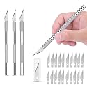 GLUN® Precision Art Knife Pack of 4 with 20 Replaceable Sharp Blades for Carving Mat, Cutting Paper, Cardboard Sheets, & Thermocol Craft