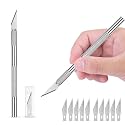 GLUN® Precision Art Knife Pack of 2 with 10 Replaceable Sharp Blades for Carving Mat, Cutting Paper, Cardboard Sheets, & Thermocol Craft