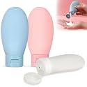 GLUN® Refillable Squeezable Bottle Set, 3 Tubes Each 60ml Bottles, Multicolour with Product Lable Stickers for Liquid Shampoos, Liquid Soap & Toiletries