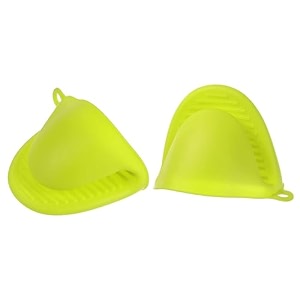 glun silicone fingure protector oven slevees silicone anti-scalding oven gloves mitts potholder pair green og