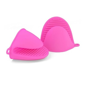 glun silicone fingure protector oven slevees silicone anti-scalding oven gloves mitts potholder pair pink og