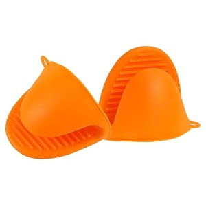 glun silicone fingure protector oven slevees silicone anti-scalding oven gloves mitts potholder pair orange og