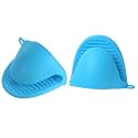 GLUN® Silicone Fingure Protector Oven Slevees, Silicone Anti-scalding Oven Gloves Mitts Potholder Pair (Blue OG)