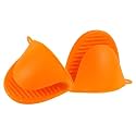 GLUN® Silicone Fingure Protector Oven Slevees, Silicone Anti-scalding Oven Gloves Mitts Potholder Pair (Orange OG)