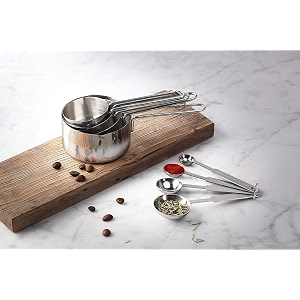 glun stainless steel measuring cup amp spoon combo 4 cups amp 4 spoons set silver finish