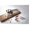 GLUN® Stainless Steel Measuring Cup &amp; Spoon Combo, 4 Cups &amp; 4 Spoons Set Silver Finish