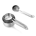 GLUN® Stainless Steel Measuring Cup & Spoon Combo, Set of 4 Cups & 4 Spoons, Silver
